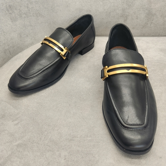 Reiss Dress Loafers 9.5 Black Leather Angela Apron Toe CBK Carolyn New $275 - Picture 7 of 16